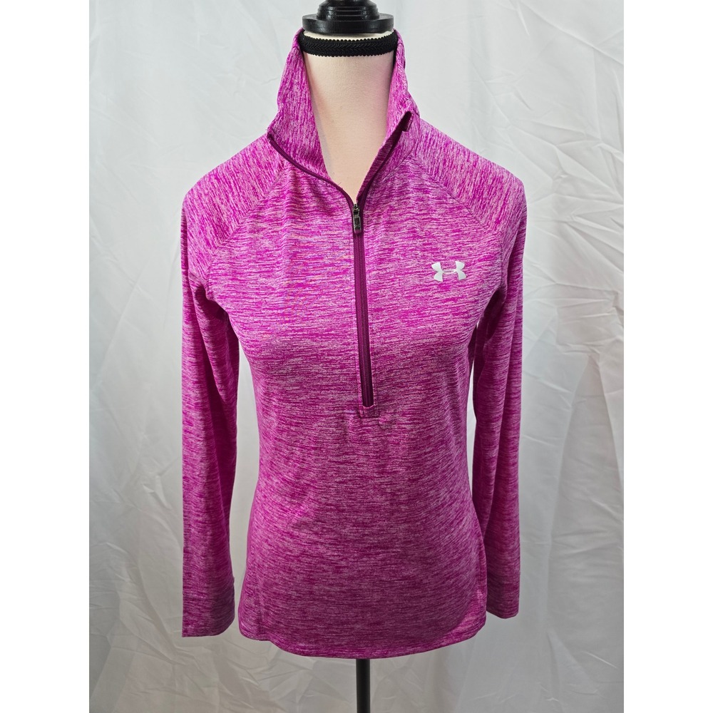 Under Armour Women's Pink Heathered 1/2 Zip Long Sleeve Athletic Top SM